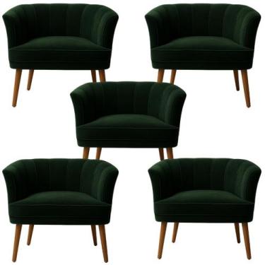 Imagem de Jogo 5 Poltronas para Sala de Estar Decorativa Tecido Veludo Resistent