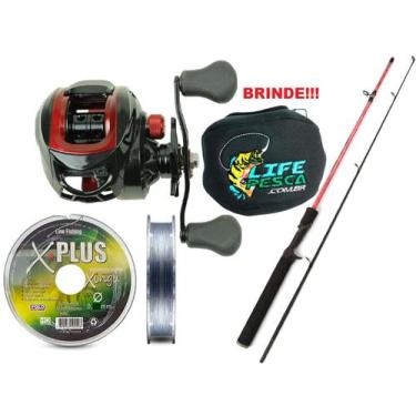 Imagem de Conjunto para Pesca Vara Carbono 1,50m 25lb + Carretilha + Linha Multi