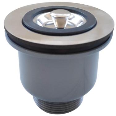 Imagem de Válvula Higiênica De Pia Com Cesto Removível 3.1/2 Inox Flux