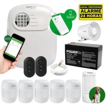 Imagem de Kit Alarme Com Fio Intelbras 5 Sensores Infra, 1 Pet Avançado, Bateria