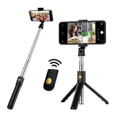 Imagem de Bastão Tripé Bluetooth Multifuncional com Selfie 360º Compacto Estável e com Controle Remoto Dobrável Pau De Selfie Bluetooth 3 em 1 Celular Câmera Selfie Stick Premium
