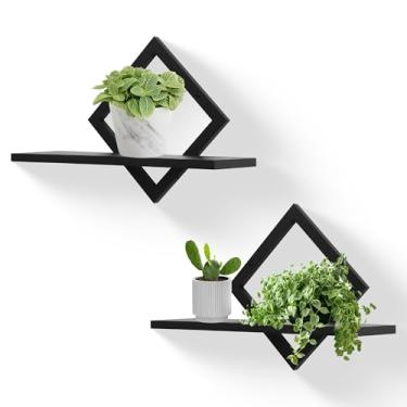 Imagem de Prateleiras flutuantes para parede, prateleira decorativa de parede, prateleira suspensa para suporte de exibição de armazenamento de plantas, decoração interna para sala de estar, escritório