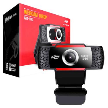 Imagem de WebCam C3Tech WB-100BK, Resolução Full HD 1080p, USB 2.0, 2 mp, 30 fps, Microfone Embutido