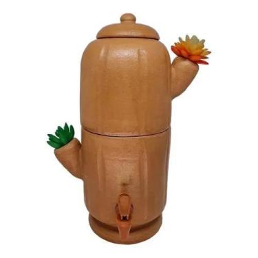 Imagem de Filtro De Barro Cacto Tradicional Mandacaru Decorado Argila - Meu Filt