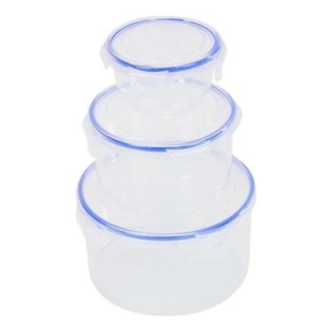Imagem de Conjunto de 3 Potes Plásticos Redondos com Tampa e Trava - Desembrulha