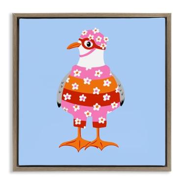 Imagem de Stupell Industries Sassy Seagull Wetsuit Brown Framed Floater Canvas Wall Art Design por Bex Morley Design, 25 x 25