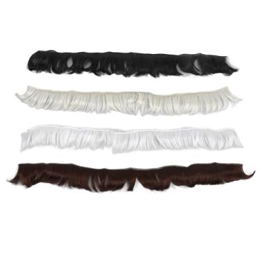 Imagem de Boneca Cabelo Bangs Peruca Curta Alta Temperatura Suave Seda Hairpieces para Algodão Boneca Styling Modificação 4 Peças Set Preto Marrom Escuro Lua Branco 613 Cor