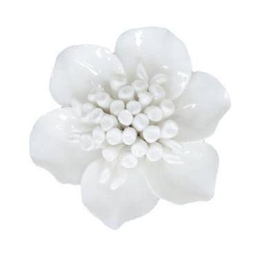 Imagem de KiBcsLic Arte de parede de flores de cerâmica, decoração artística, ornamento 3D, flores de porcelana penduradas para corredor, sala de jantar, quarto, Camélia