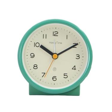 Imagem de Despertador silencioso sem tique-taque design simples operado por bateria com luz noturna para quarto cabeceira sala de estar prateleira de mesa despertador analógico (verde)
