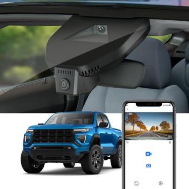 Imagem de Fitcamx Câmera de painel 4K adequada para GMC Canyon 2023 2024 2025 AT4 AT4X elevation Denali (diminuição automática), visual OEM, vídeo UHD 2160p, Wi-Fi e aplicativo, gravação em loop, sensor G, plug