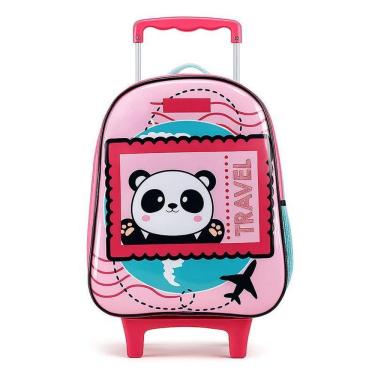 Imagem de Mochila Escolar Infantil Com Rodinhas Panda 12310 Rosa - Xeryus