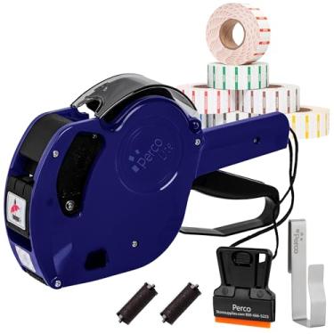 Imagem de Perco Kit de pistola Lite 1 linha com etiquetas para o dia da semana – Inclui pistola de marcação de data Perco Lite, 1 manga (7 rolos) de etiquetas do dia da semana (semana inteira), 1 raspador, 2