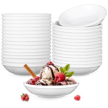 Imagem de MBAIYO Pacote com 30 pratos de molho de soja de 85 g, tigelas brancas de 10 cm para molho de melamina a granel conjunto de pratos pequenos para sushi soja ketchup condimentos churrasco festa difícil