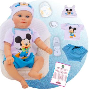 Imagem de Boneco Bebê Reborn Menino Fofinho Corpinho Siliconado Pode Dar Banho -