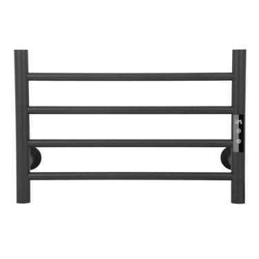 Imagem de Dawot Toalheiro de 4 barras, toalheiro elétrico de parede aquecido com temporizador e controle de temperatura, aquecedor de toalhas rígido com fio/plug-in para banheiro, alumínio de grau espacial