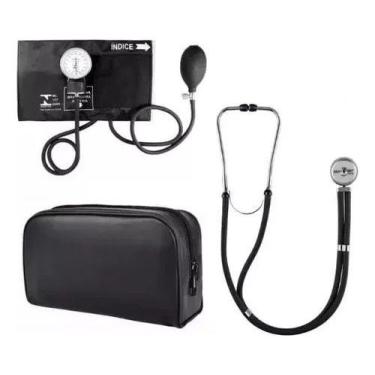 Imagem de Esfigmomanometro Pressão Premium Preto + Estetoscopio Duplo