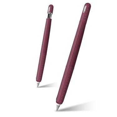 Imagem de IRAINSUN (Pacote com 2) Capa protetora para Apple Pencil (2ª Geração/Pro/USB-C) - Aderência aprimorada, design antiderrapante com clipe resistente, leve e resistente a arranhões (marrom)