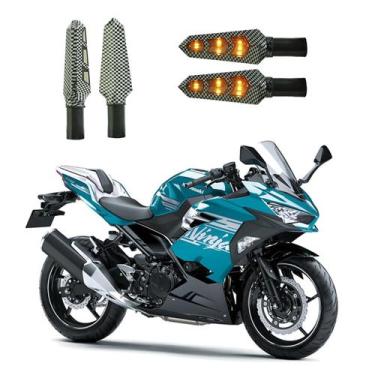 Imagem de KIT 4 Luz Seta Esportiva Pisca Led de Carbono Modelo P03 Moto NINJA 65