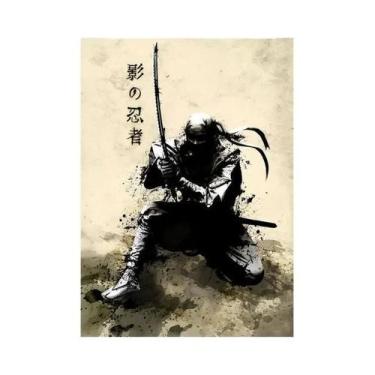 Imagem de Pôsteres De Arte De Parede De Samurai Japonês Moderno, Preto E Branco,