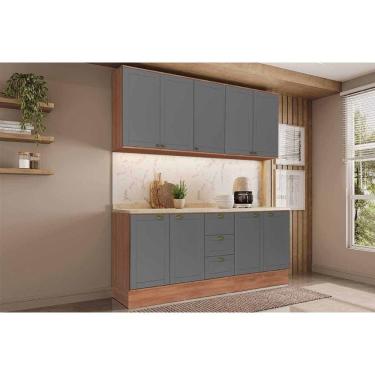 Imagem de Cozinha Modulada Carraro Bella 4 Peças (2Aéreos+2Balcões) C4P170 Nogal/Cinza-Carraro