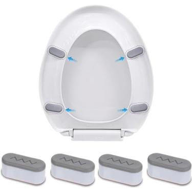 Imagem de Amortecedores universais para assento de vaso sanitário, 4 peças, acessório de bidê de borracha, almofada de assento de vaso sanitário, forte autoadesivo de espessura extra para casa, hotel, hospital