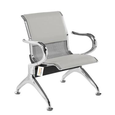Imagem de Cadeira Longarina Com Est Cromada 1 Lugar Colors - MAK DECOR, Cinza Cl