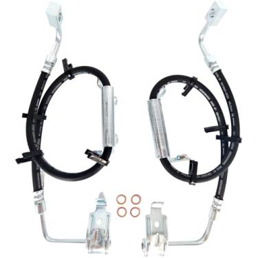 Imagem de EZROAD Mangueira de freio dianteiro esquerdo direito 68171943AF 68171944AF compatível com Jeep 2007-2017 Wrangler, Wrangler JK Rubicon 3.6L V6 motor a gás SUV motorista e óleo hidráulico do lado do