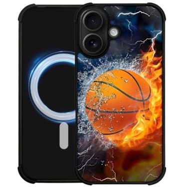 Imagem de DAIZAG Capa para Z10MJ, [Compatível com Magsafe] Capa de telefone macia à prova de choque Air-Guard Corners para meninos e homens, basquete Ice Fire