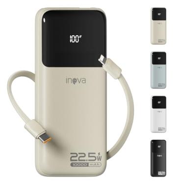 Imagem de Carregadores Portáteis, Bateria de Carregamento Rápido de 10000 mAh com Cabo de Saída USB-C (22,5 W) e iOS (10 W) Integrado, Compatível com iPhone, Android, Samsung Etc (Bege)