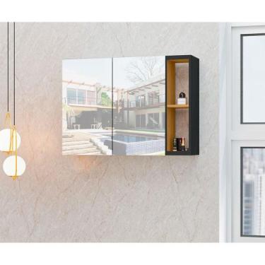 Imagem de Espelheira para Banheiro Armário Suspenso Florence Preto - REDE MOVEIS