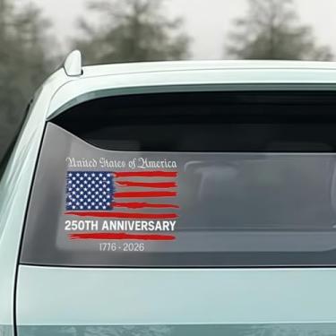 Imagem de Adesivo de 250º aniversário da América Independência dos EUA 1776-2026 decalque bandeira americana, adesivo de vinil patriótico dos Estados Unidos para garrafa de água copo capacete janelas de carro