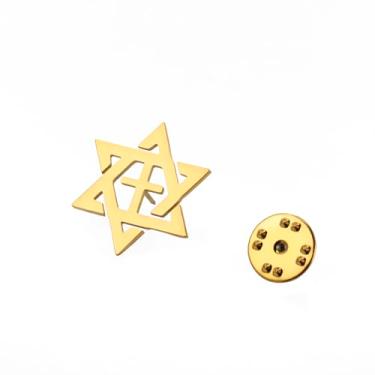 Imagem de Amaxer Broche de cruz de estrela de Davi de aço inoxidável para homens e mulheres joias religiosas, Medium, Aço inoxidável, Sem Pedra Preciosa