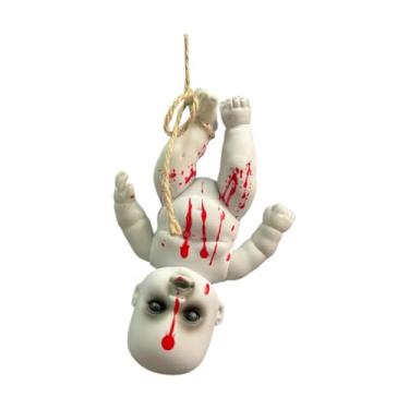 Imagem de TTETTZ Boneca Assombrada Bonecas Assustadoras Penduradas Susto Terror Decoração Brinquedo Halloween Boneca Assustadora para Decoração de Halloween Adereço, Menino Pequeno