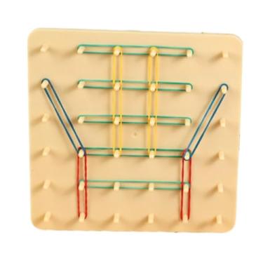 Imagem de Milageto Jogo de Tabuleiro 2 em 1 de Madeira Geoboard E TAC Toe, Brinquedo Educativo para Viagens, Natal, Crianças, Sala de Estar, Laranja Branco