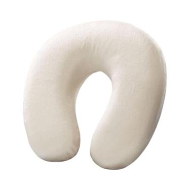 Imagem de BaotyJie Travesseiro de viagem para pescoço, apoio de cabeça, respirável, ergonômico, formato U, para uso em carro, casa e escritório, Branco