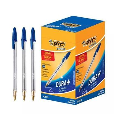 Imagem de 50 Unidades Caneta Bic Cristal Azul, Transparente, Caixa Fechada