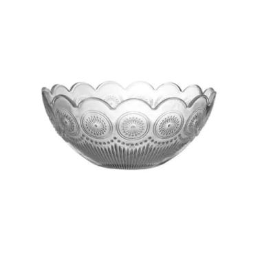 Imagem de Bowl de Vidro Mandala 22cm 1,7l Transparente Reforçado para Saladas Frutas Sobremesas e Petiscos