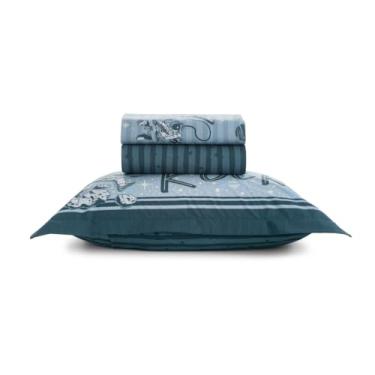 Imagem de Jogo de Lençol Solteiro Karsten Infantil Percal 200 fios 100% Algodão Estampado com Virol 3 peças (Espacial)