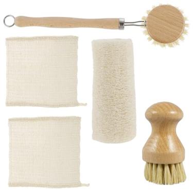 Imagem de Conjunto de escovas de pratos, cerdas de sisal, conjunto de escovas de lavar louça, fácil de usar, ferramentas portáteis de limpeza de pratos com alça, escova de limpeza de pratos para panelas (cor de