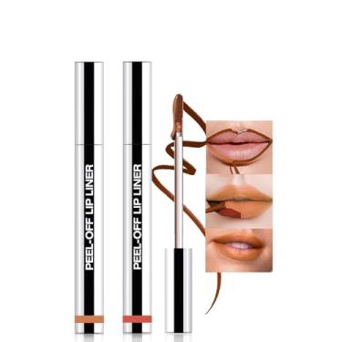 Imagem de JUAAZIN 2 peças de tatuagem de delineador labial fosco líquido para lábios, mancha de lábio fosco destacável, à prova d'água de longa duração, à prova de transferência para todos os tipos de pele (7,1