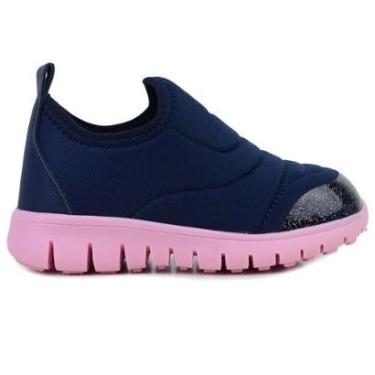 Imagem de Tenis Infantil Menina Novope Calce Facil Gliter Azul e Rosa-Feminino