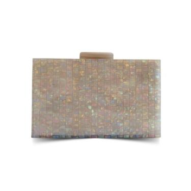 Imagem de Bolsa Clutch Carteira De Festa Feminina Luxo Cecília (Bege Quadrada)