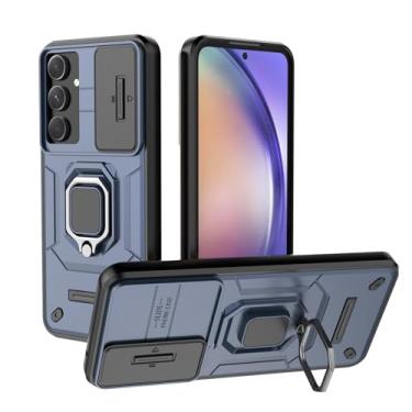 Imagem de SORAKA Capa para Samsung Galaxy A55 5G com suporte e tampa deslizante para câmera Capa Samsung Galaxy A55 5G com placa de metal para suporte magnético para carro Capa de camada dupla em PC e TPU