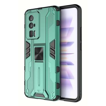 Imagem de SORAKA Capa para Xiaomi POCO F5 Pro 5G com suporte Capa de proteção resistente para Xiaomi POCO F5 Pro 5G Capa com placa de metal para suporte magnético para carro Capa Silm Fit