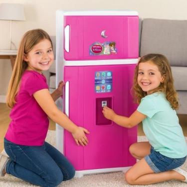 Imagem de Geladeira Infantil Princesa Rosa Cozinha Criança Brinquedo com Acessór