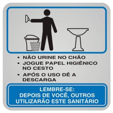 Imagem de Placa de Alumínio Auto-Adesiva 12x12cm Educativa Sanitario Masculino - 900 AD - SINALIZE