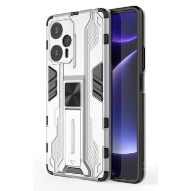 Imagem de SORAKA Capa para Xiaomi POCO F5 com suporte Capa de proteção resistente para Xiaomi POCO F5 Capa com placa de metal para suporte magnético para carro Capa Silm Fit