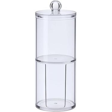 Imagem de Porta Algodão e Cotonete Acrílico, Organizador Transparente com Tampa para Banheiro, Penteadeira e Maquiagem – H2F STORE