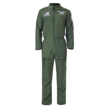 Imagem de ZZXIAOJIE Fantasia masculina de piloto de luta da Força Aérea Militar Cosplay Macaquinho Aviador do Exército Fantasia de Halloween