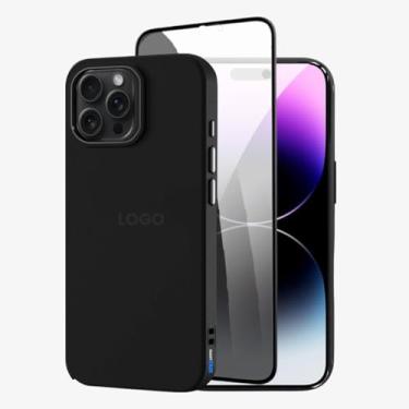 Imagem de Kit Capa Capinha Case Proteção Premium Preta Anti Impactos + Película de Privacidade (iPhone 14 Pro Max)